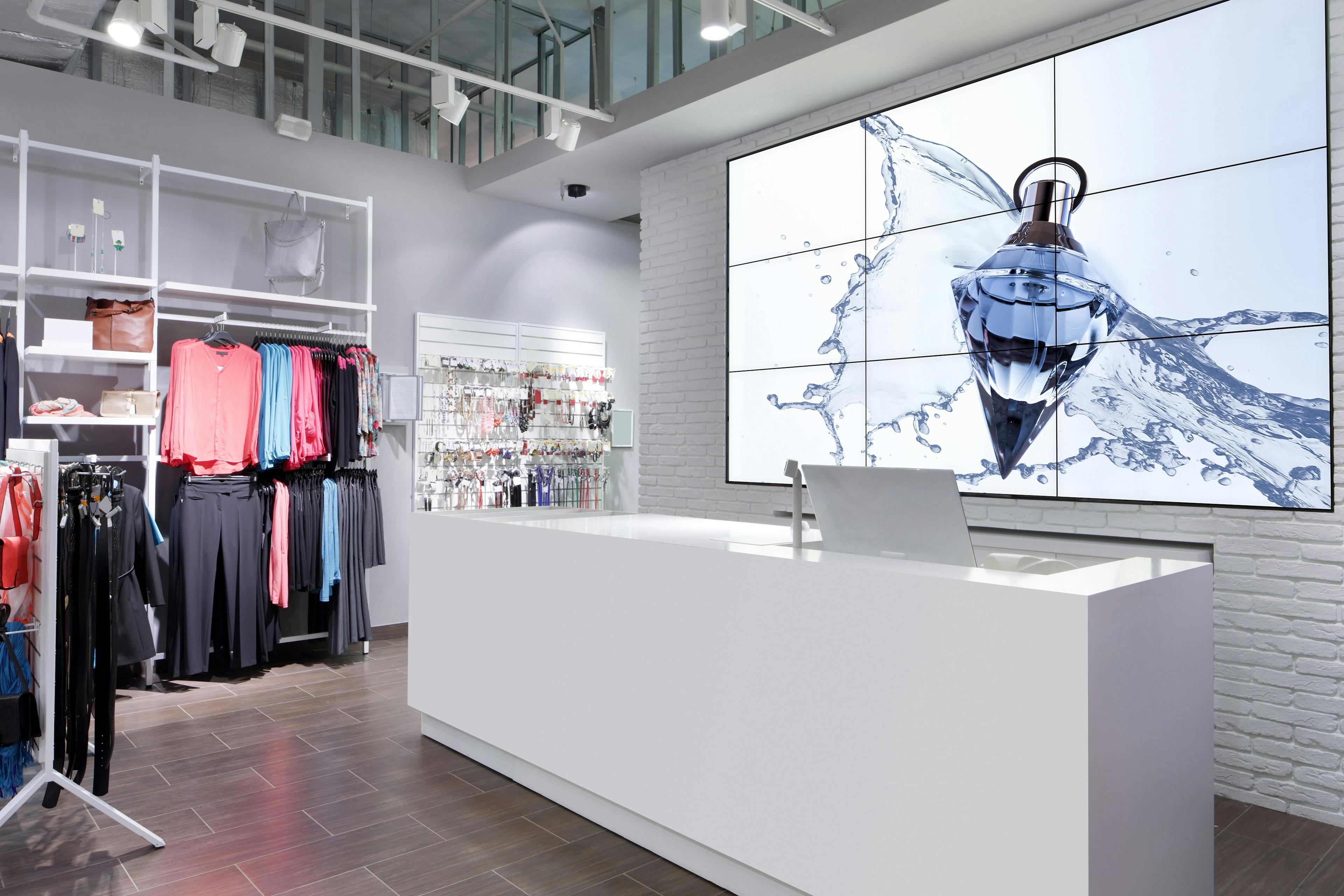 Video wall installation in a retail setting