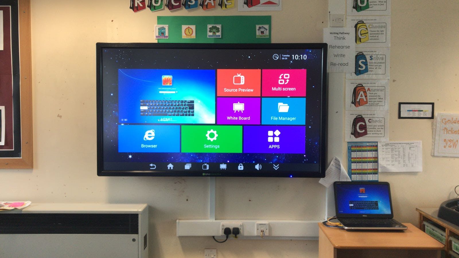 Interactive display installation in classroom